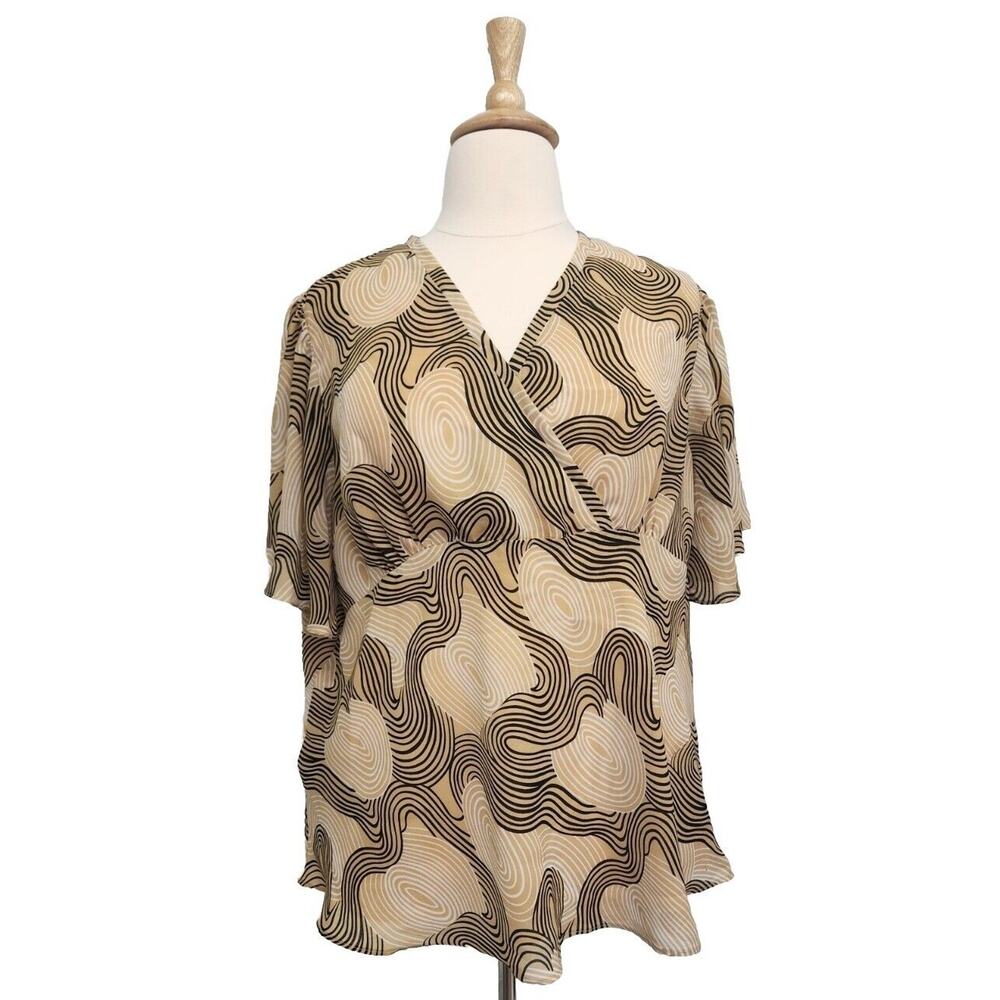 Ashley Stewart Peplum Blouse Flutter Sleeve Size 26 3X 4X
